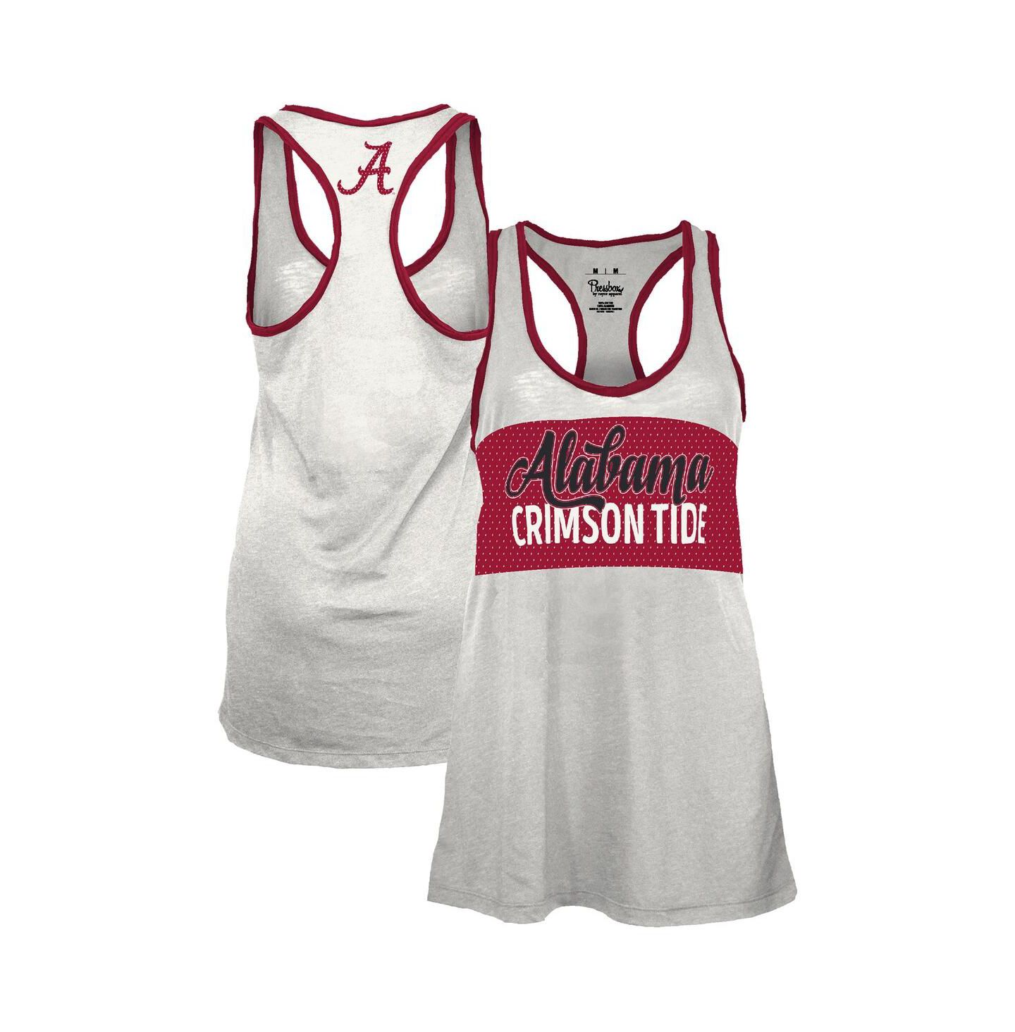 Женский топ Pressbox White/Crimson Alabama Crimson Tide Tracy Racerback Burnout — фото 1