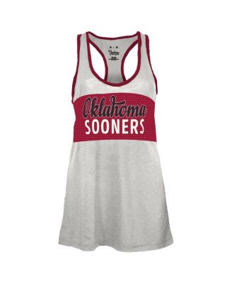Women's White/Crimson Oklahoma Sooners Tracy Racerback Burnout Tank Top