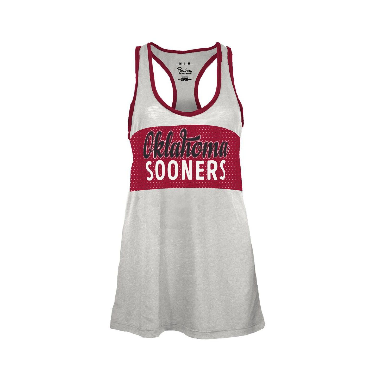 Женский топ Pressbox White/Crimson Oklahoma Sooners Tracy Racerback Burnout — фото 3