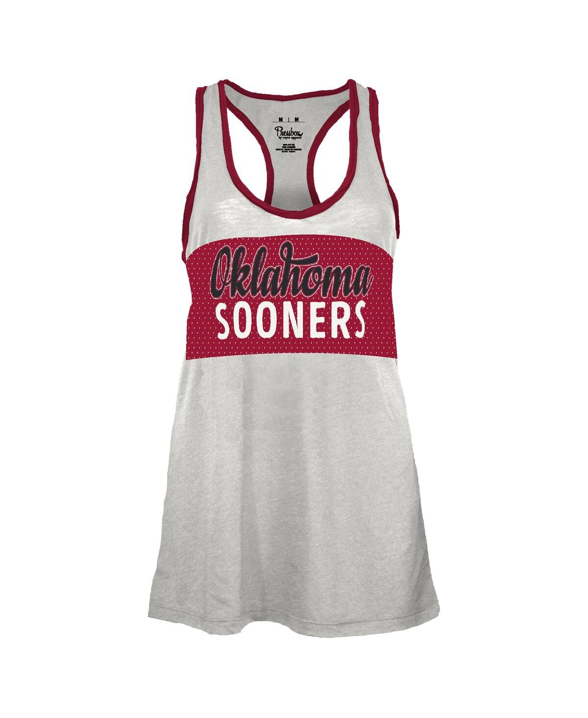 Pressbox Women's White/crimson Oklahoma Sooners Tracy Racerback Burnout Tank Top In White