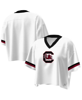 Under Armour - Women's White South Carolina Gamecocks Fashion Jersey Boxy Cropped T-Shirt