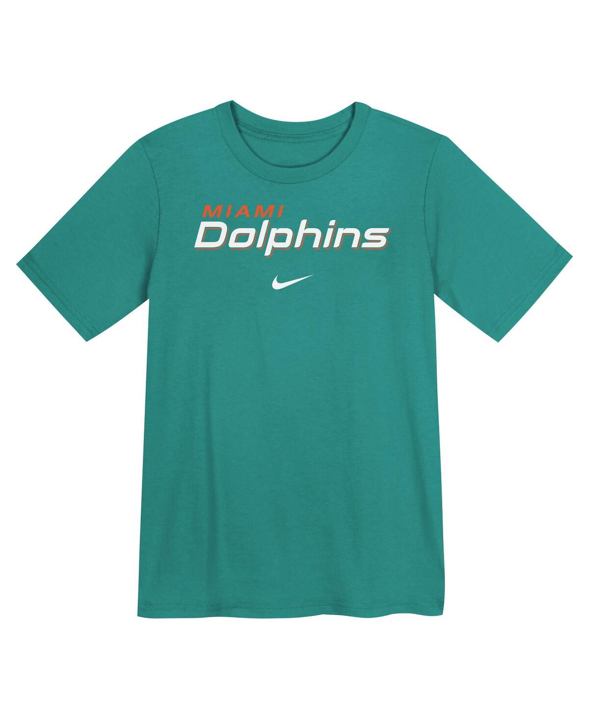Nike Preschool Aqua Miami Dolphins Wordmark T-shirt In Green