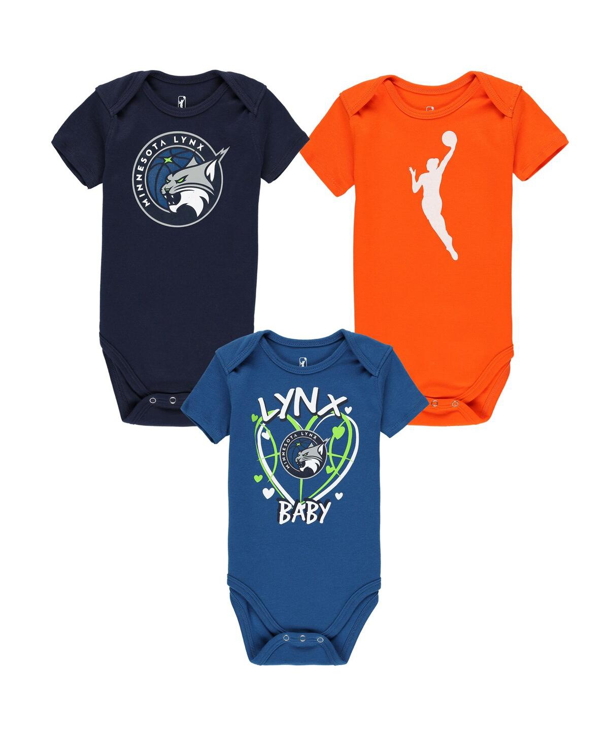 Outerstuff Baby Boys And Girls 3-pack Minnesota Lynx Slide Home Creeper Set In Blue