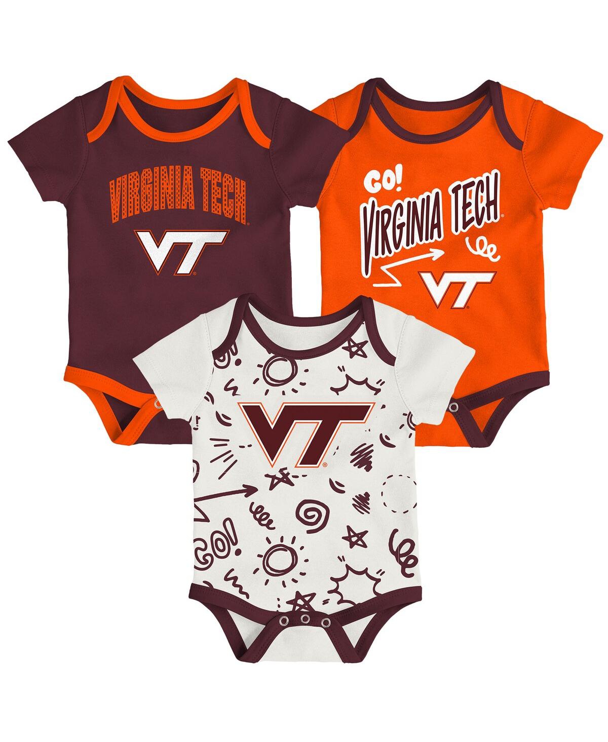 Outerstuff Baby Boys And Girls 3-pack Virginia Tech Hokies All Day Play Bodysuit Set In Orange