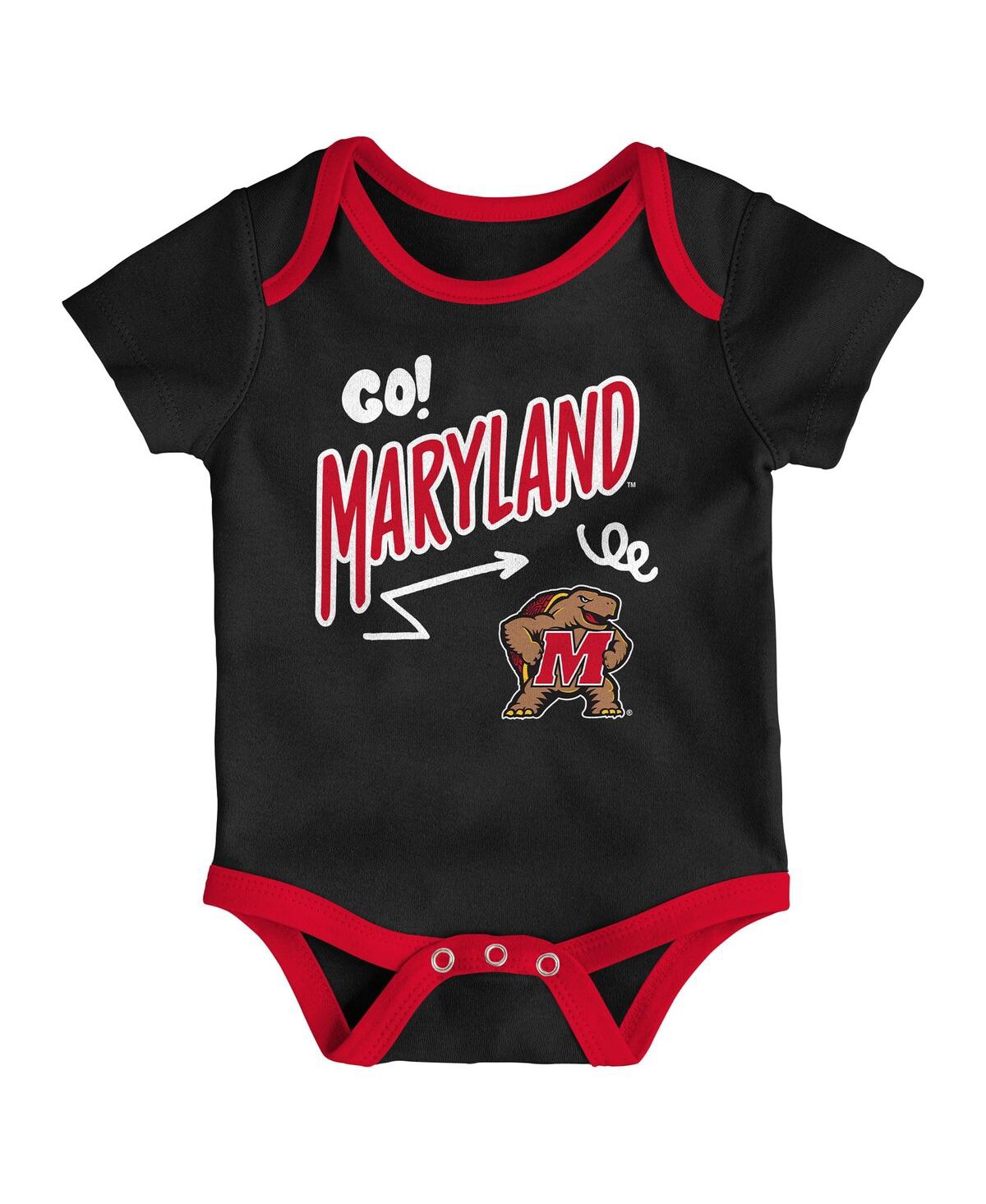 Outerstuff Baby Boys And Girls 3-piece Maryland Terrapins All Day Play Bodysuit Set In Red