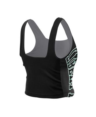 Women's Black/Gray New York Liberty Reversible Cropped Sport Classics Tank Top
