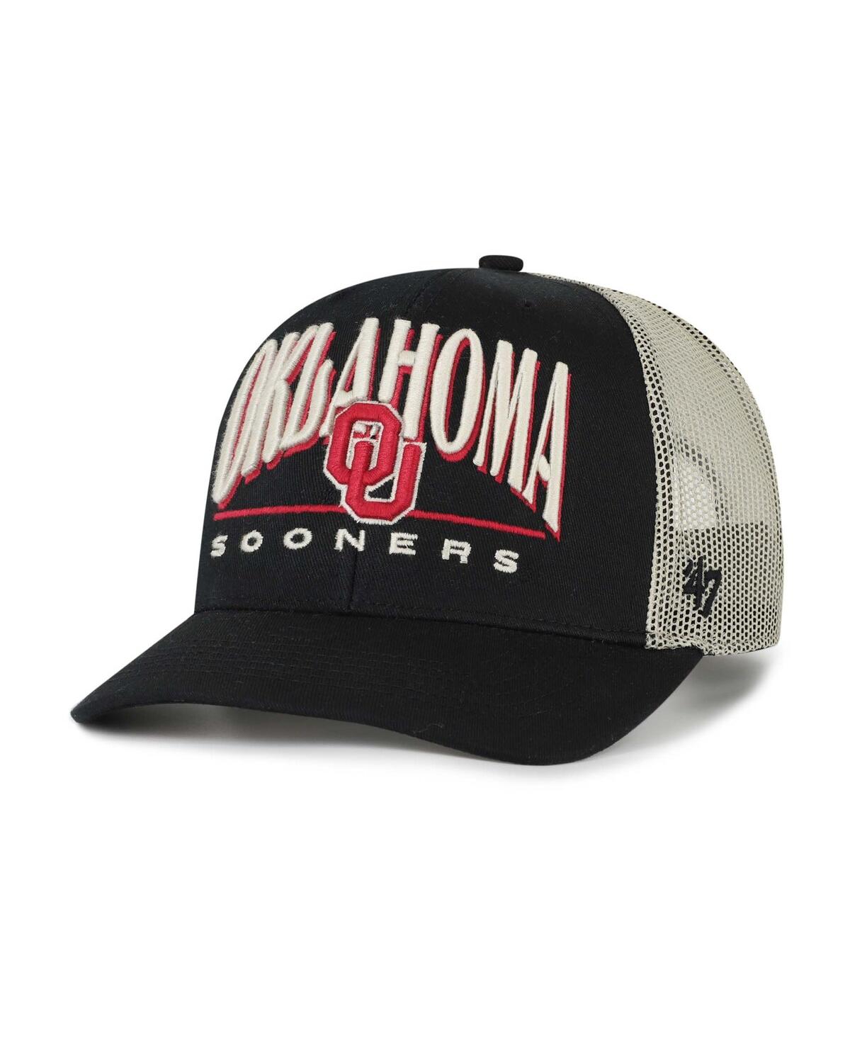 47 Brand Men's Black Oklahoma Sooners Arid Adjustable Trucker Hat In Black