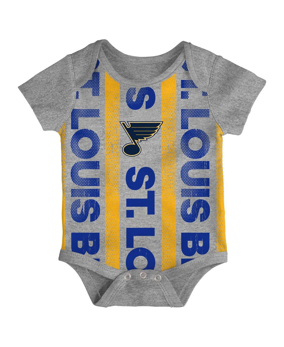 Outerstuff Newborn 3-pack St. Louis Blues Loyal Buddies Bodysuit Set In Multi