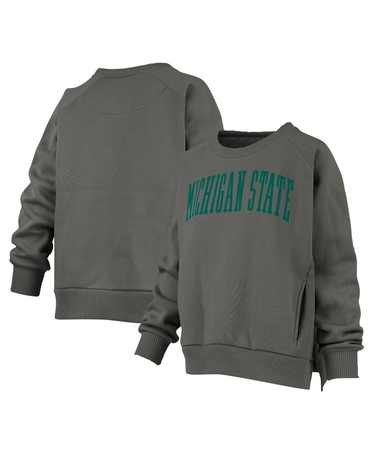 Pressbox Women's Charcoal Minnesota Golden Gophers Pocketed Raglan Pullover Sweatshirt In Gray