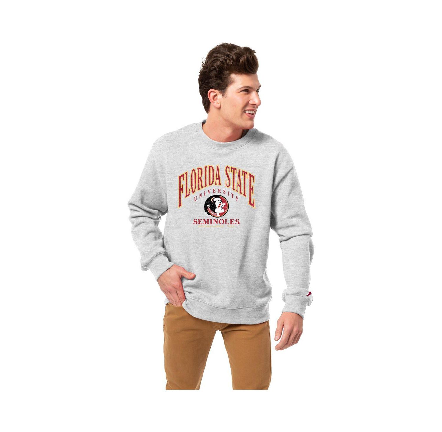 Men's Heather Gray Florida State Seminoles Tall Arch Essential 2.0 Pullover Sweatshirt