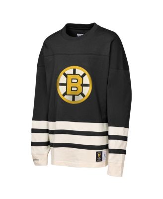 Big Boys and Girls Black Boston Bruins Chainstitch Heavyweight Long Sleeve T-Shirt