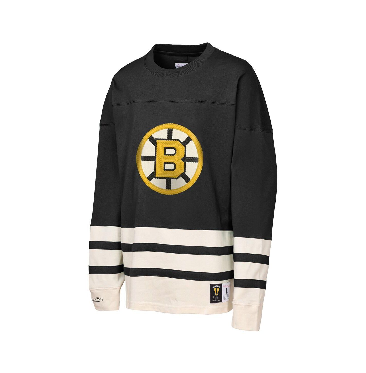 Детская футболка Mitchell & Ness Black Boston Bruins Chainstitch Heavyweight Long Sleeve — фото 3