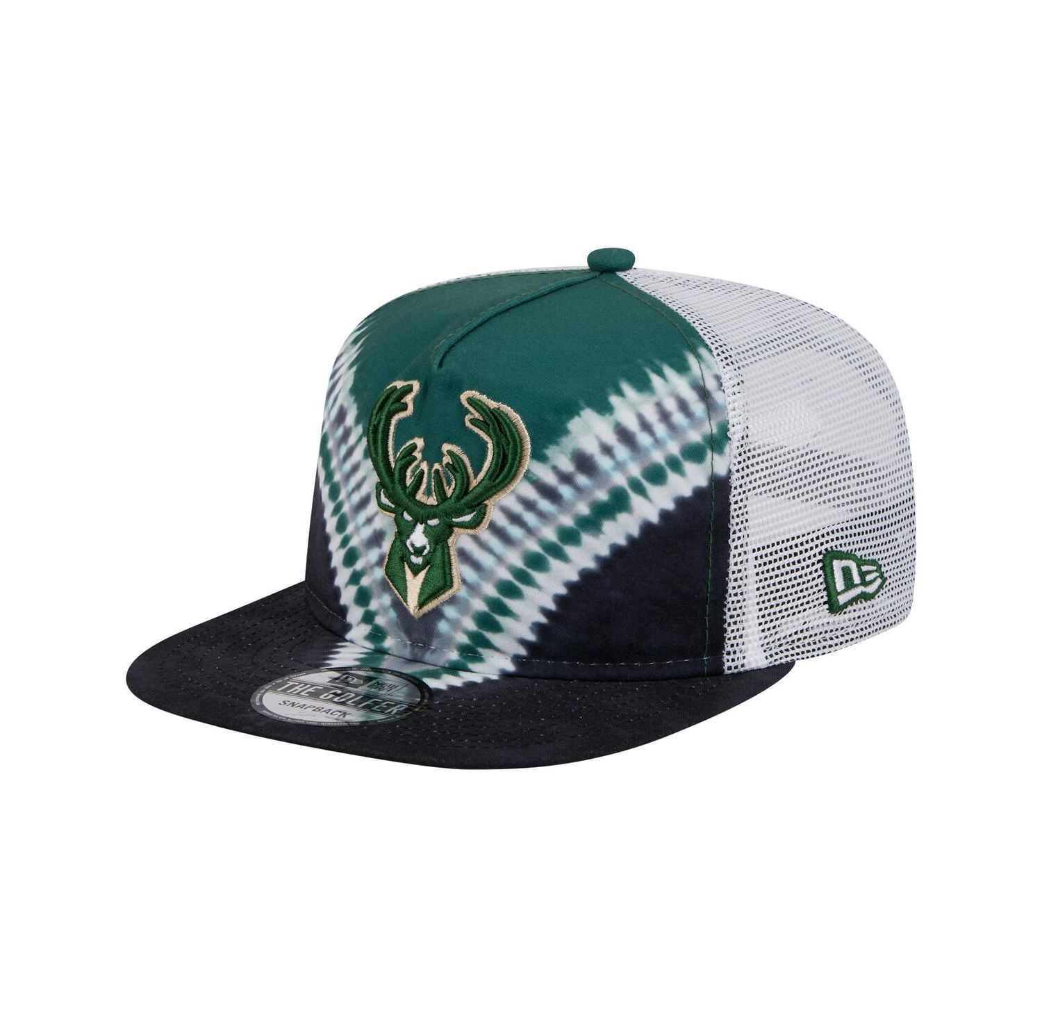 Men's Black/Hunter Green Milwaukee Bucks Throwback Dye Golfer Snapback Hat