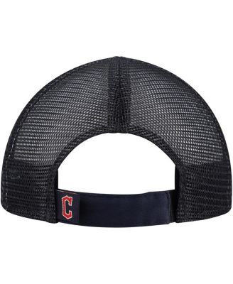 Toddler White/Navy Cleveland Guardians Painted A-Frame 9FORTY Trucker Adjustable Hat