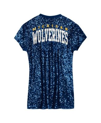 Preschool Navy Michigan Wolverines Sequin V-Neck Dress