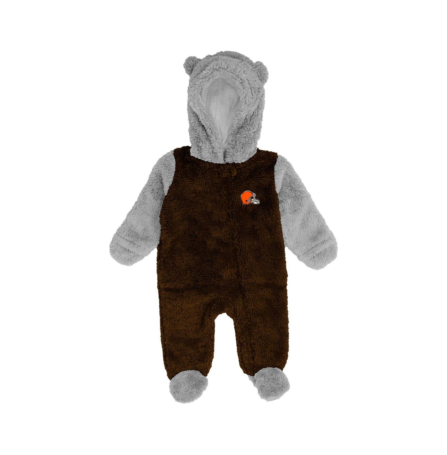 Outerstuff Baby Boys and Girls Brown Cleveland Browns Game Nap Teddy Fleece Bunting Full-Zip Sleeper — фото 3