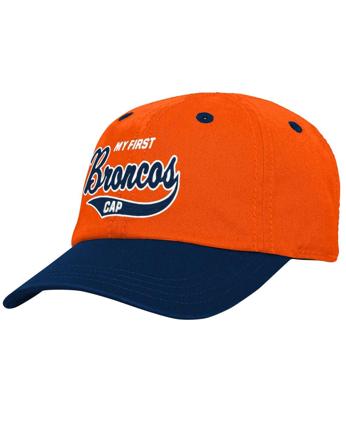 Outerstuff Baby Boys And Girls Orange/navy Denver Broncos My First Tail Sweep Slouch Flex Hat In Pattern
