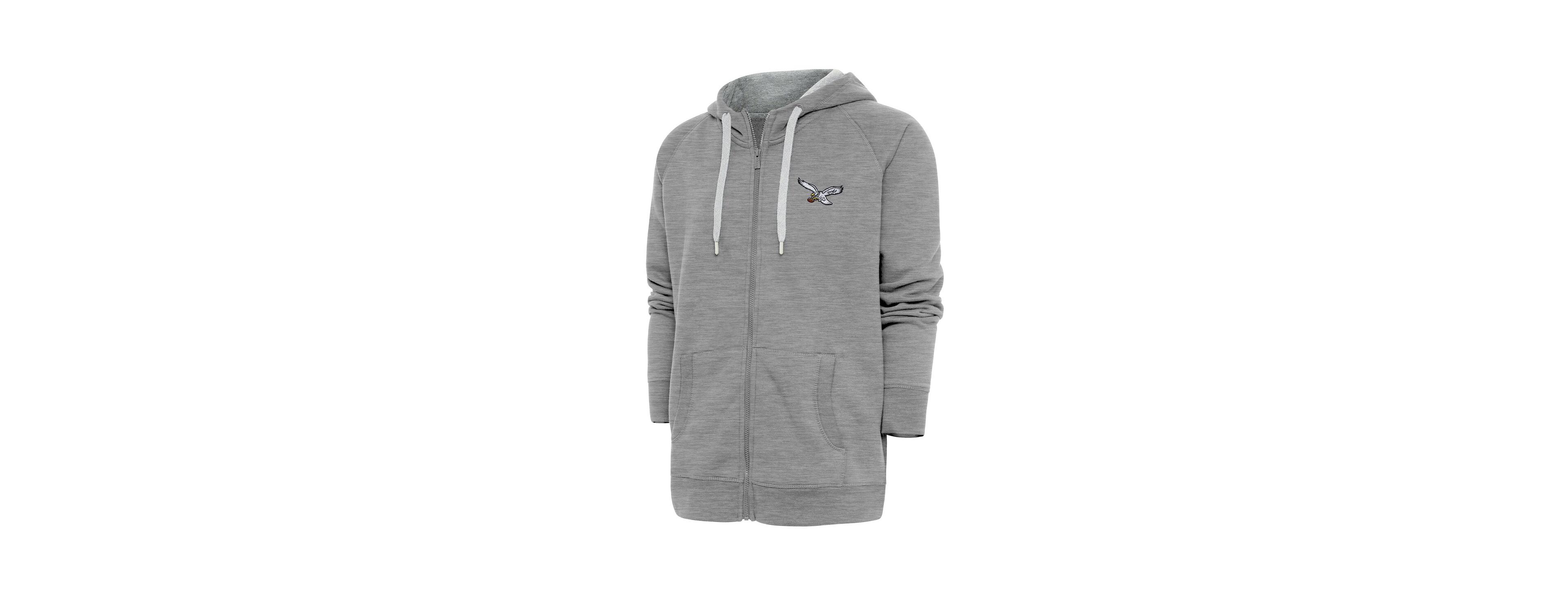Antigua Men's Heather Gray Philadelphia Eagles Throwback Logo Victory Full-Zip Hoodie