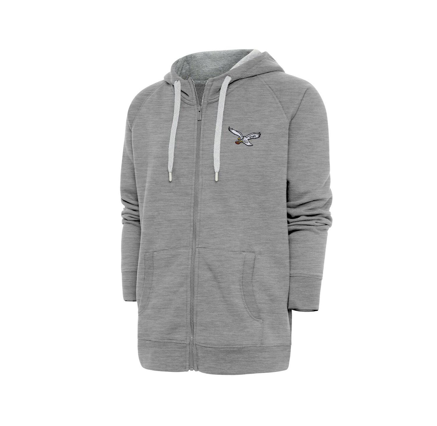 Men's Heather Gray Philadelphia Eagles Throwback Logo Victory Full-Zip Hoodie