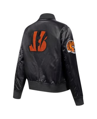 Women's Black Cincinnati Bengals Jeweled Satin Full-Snap Jacket