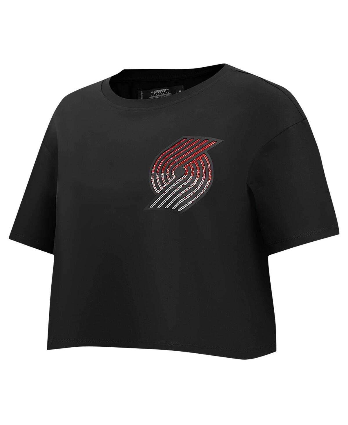 Pro Standard Women's Black Portland Trail Blazers Jewels Boxy Cropped T-shirt In Black