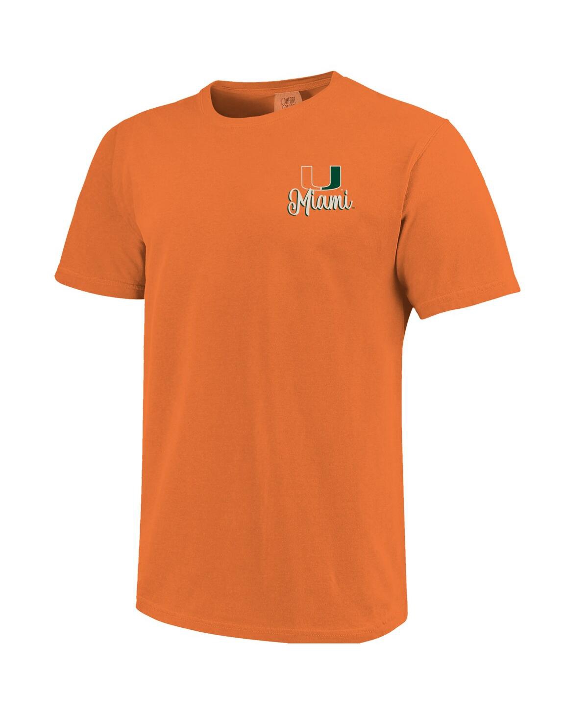 Image One Orange Miami Hurricanes Comfort Colors Campus Scene Drawing Script T-shirt In Multi