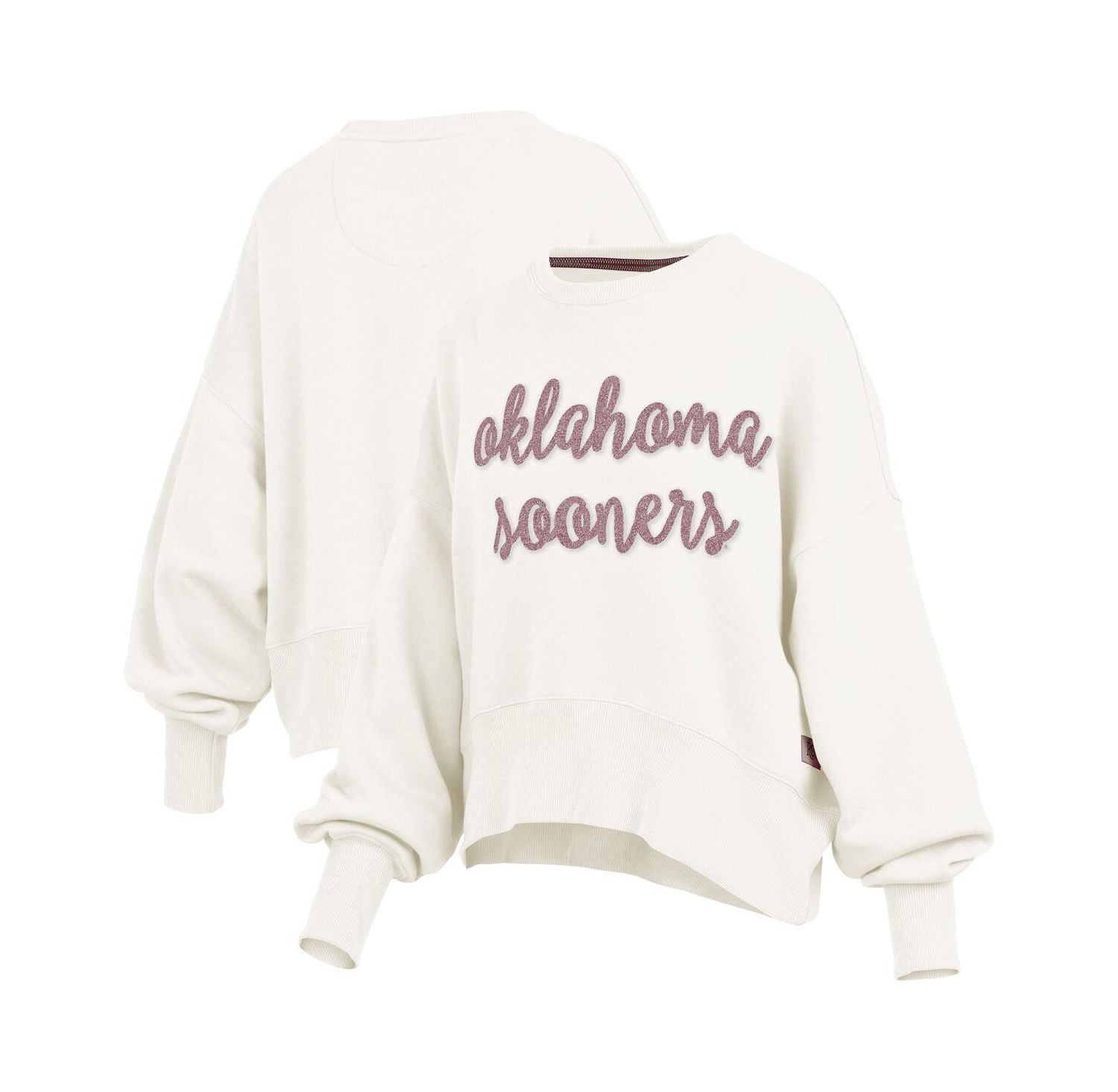Women's Cream Oklahoma Sooners Chelsea Oversized Pullover Sweatshirt