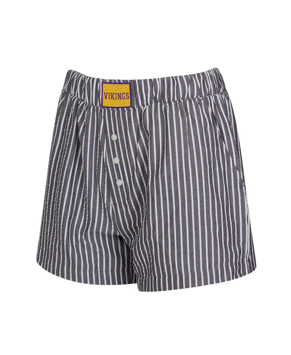 Concepts Sport Women's 2-pack Black Minnesota Vikings Stripes And Solids Boxer Shorts Set In Multi