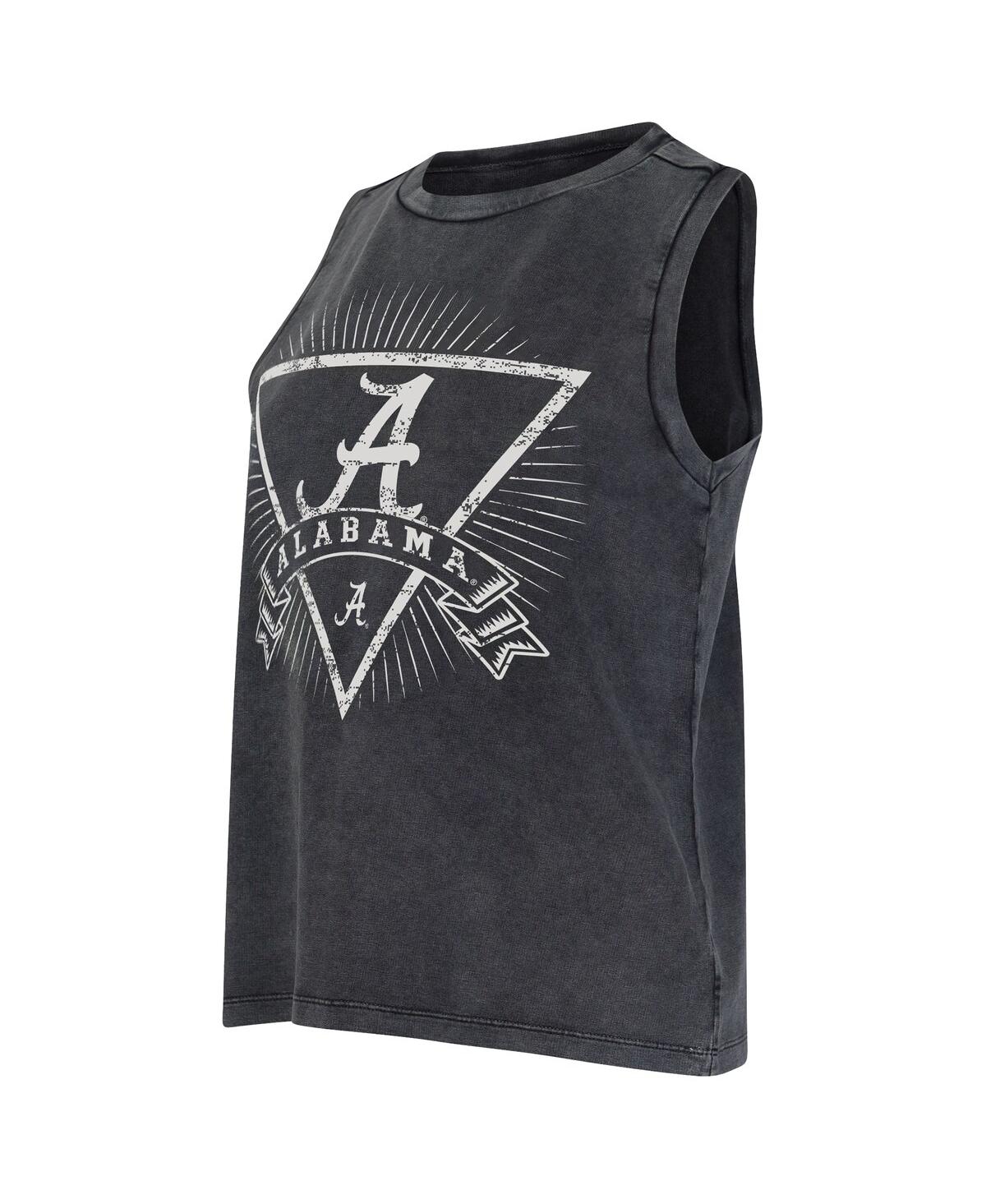 Concepts Sport Women'sâ Charcoal Alabama Crimson Tide Distressed Market French Terry Tank Top In Black