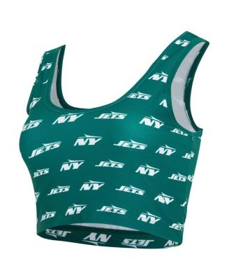 Women's Green New York Jets Record Allover Print Bralette