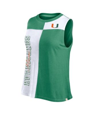 Women's Green/White Miami Hurricanes Color block High Neck Tank Top