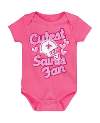Outerstuff - Girls Baby Boys and Girls Pink New Orleans Saints Cutest Fan Hearts Bodysuit