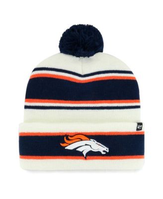 '47 Brand - Big Boys and Girls White Denver Broncos Stripling Cuffed Knit with Pom Hat