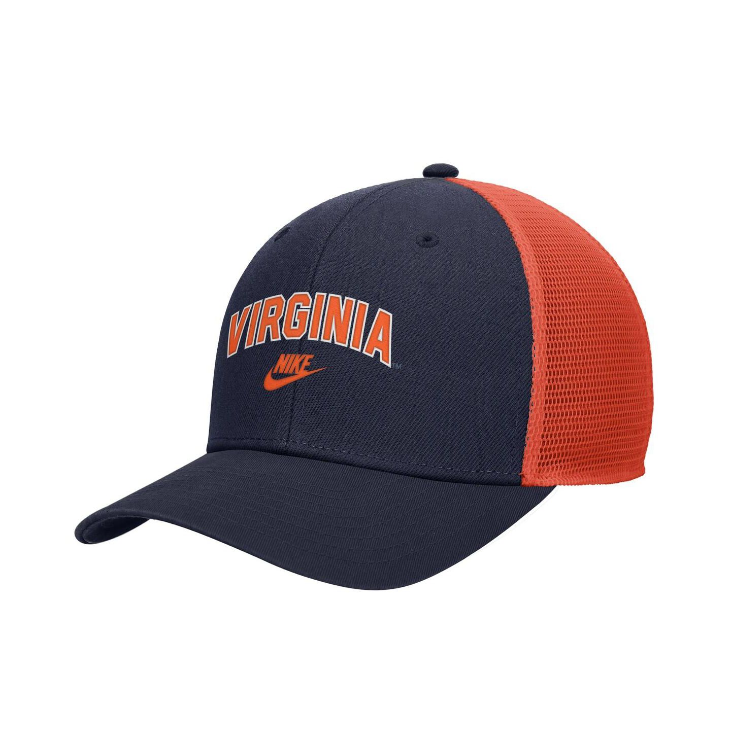 Мужская кепка Nike Navy Virginia Cavaliers Vintage Arch Rise Performance Trucker Adjustable Hat — фото 1
