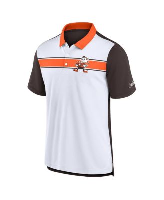 Men's White/Brown Cleveland Browns Rewind Pique Polo Shirt
