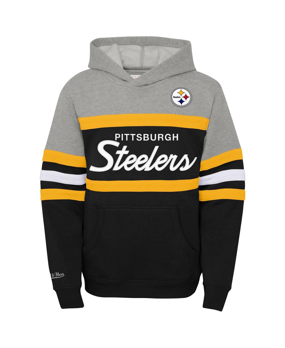 Mitchell & Ness Big Boys And Girls Black Pittsburgh Steelers Throwback Head Coach Pullover Hoodie In Black