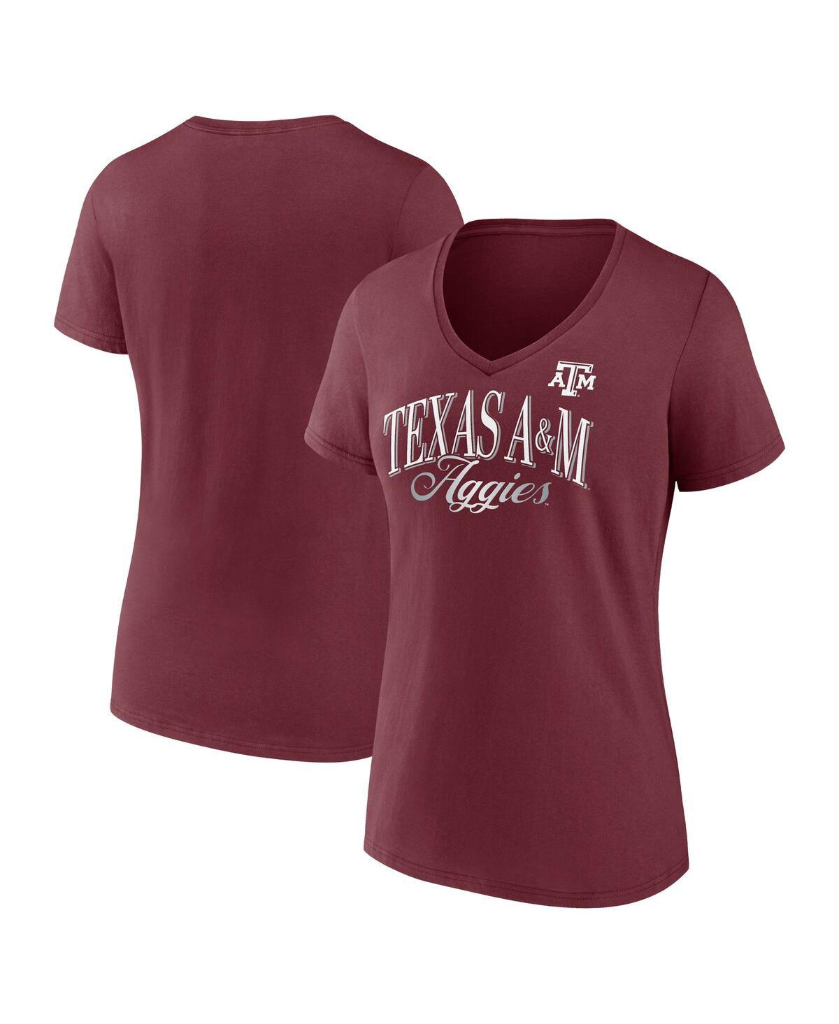 Fanatics Women's Maroon Texas A&m Aggies Fundamentals Script Foil T-shirt In Burgundy