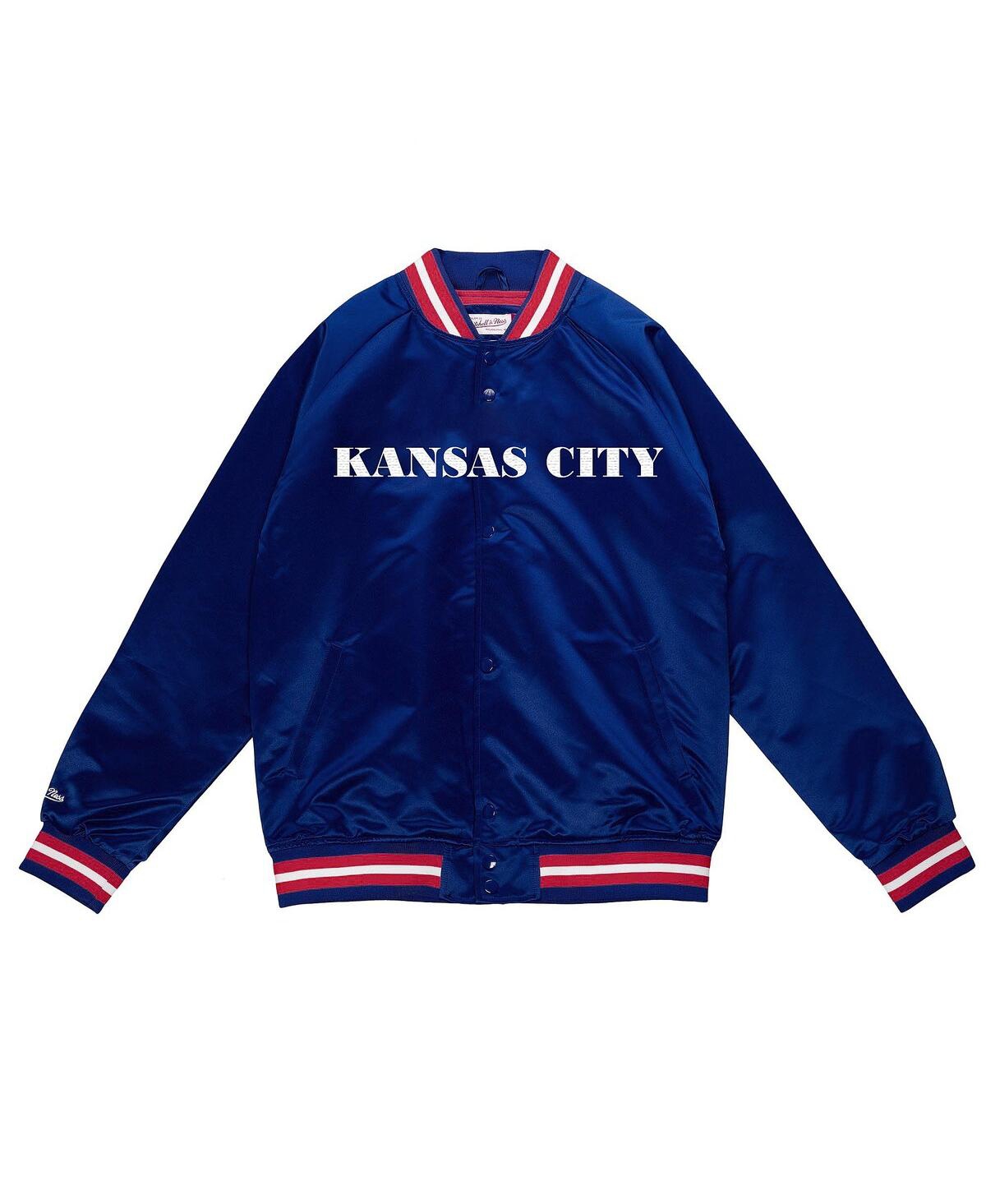 Mitchell & Ness Men's Royal Kansas City Kings Lightweight Satin Full-snap Jacket In Blue