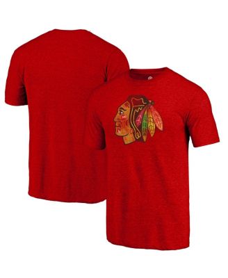 Fanatics Mto Label - Men's Red Chicago Blackhawks Distressed Tri-Blend T-Shirt