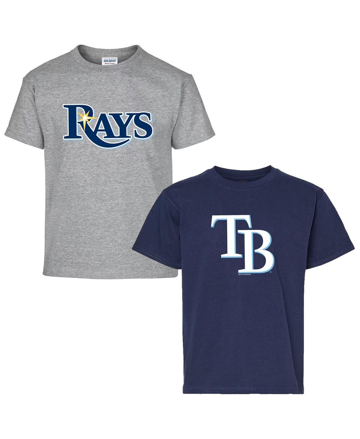 Soft As A Grape Big Boys And Girls Navy/gray Tampa Bay Rays Two-pack T-shirt Set In Multi
