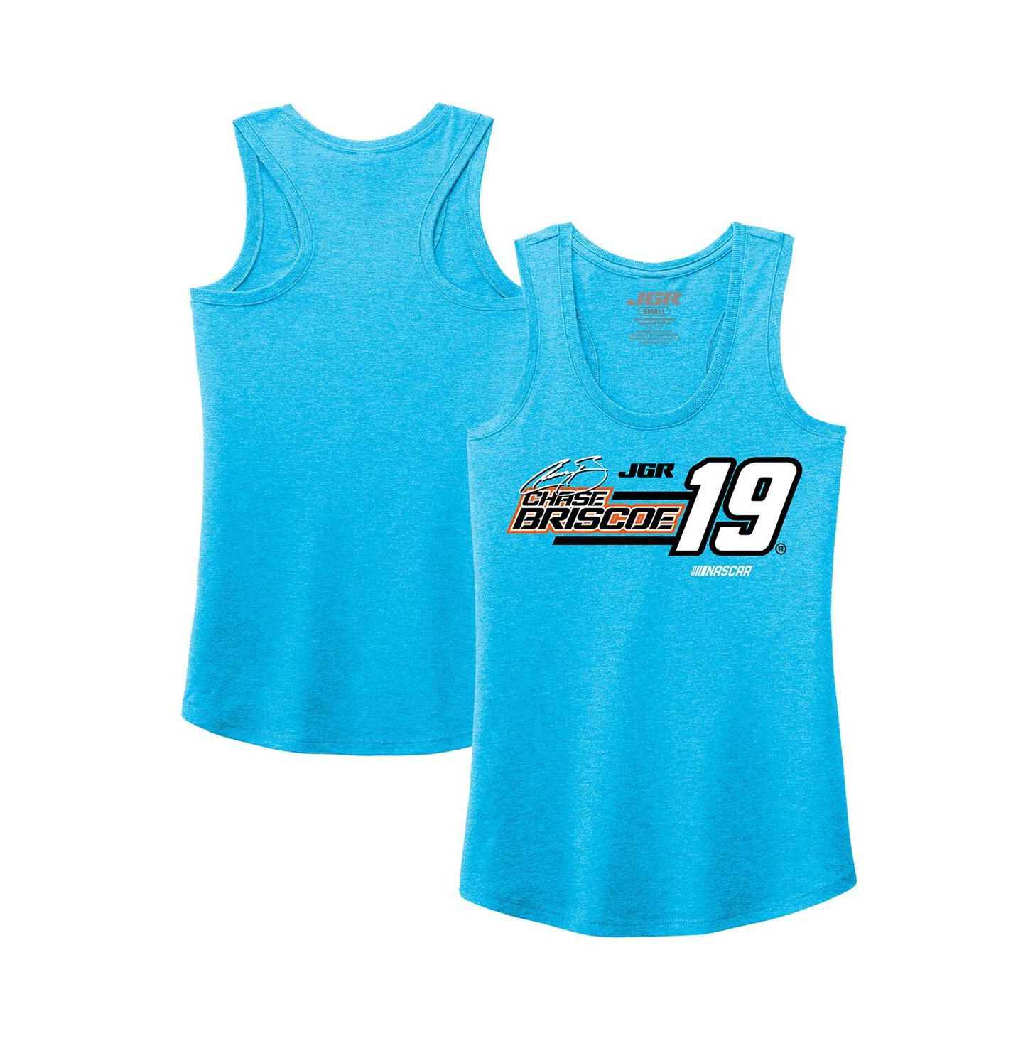 Женский топ Joe Gibbs Racing Team Collection Turquoise Chase Briscoe Tri-Blend Name & Number — фото 1