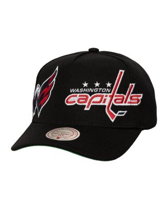 Mitchell & Ness - Men's Black Washington Capitals Busted Logo Wordmark Wrap-Around Pro Pinch Adjustable Hat