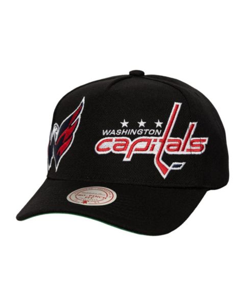 Мужская кепка Mitchell & Ness Black Washington Capitals Busted Logo Wordmark Wrap-Around Pro Pinch Adjustable Hat