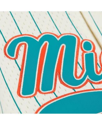 Men's Dan Marino Cream Miami Dolphins Name Number Mesh Button-Up Baseball Jersey