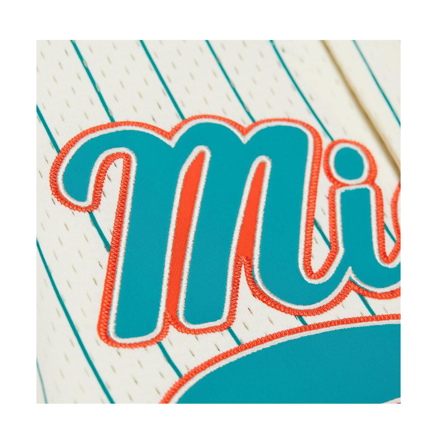 Мужской топ Mitchell & Ness Dan Marino Cream Miami Dolphins Name & Number Mesh Button-Up Baseball Jersey — фото 3