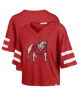 '47 Brand - Women's Red Georgia Bulldogs Premier Scout Sleeve Stripe Relaxed Dolman T-Shirt