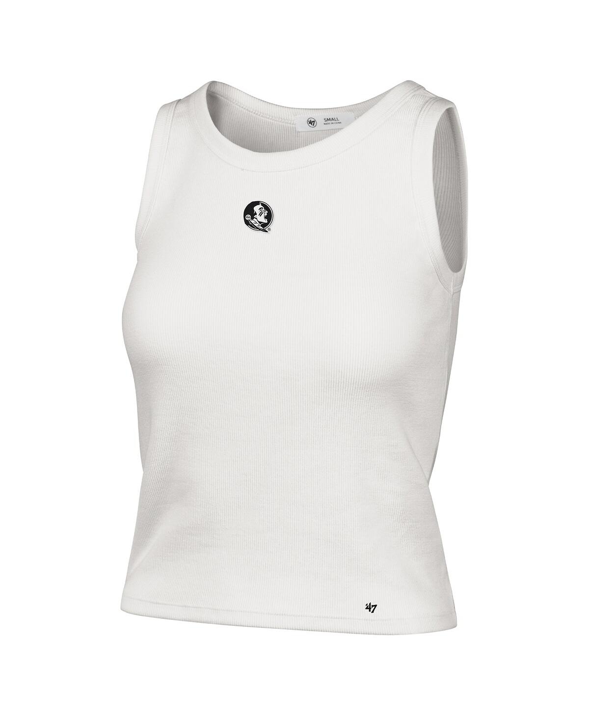 47 Brand Women's Cream Florida State Seminoles Micro Logo Ribbed Cropped Tank Top In White
