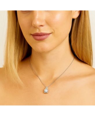 Two Carat Halo Cubic Zirconia Pendant Necklace