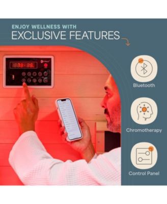 Rejuvacure Cozy Far Infrared Sauna – 1 Person Home Sauna with Red Light Therapy, 7 Carbon Fiber Heaters, Canadian Hemlock & Bluetooth