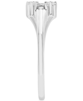 Diamond Three Stone Cuff Ring (1/10 ct. t.w.) in 10k Gold or 10k White Gold, Created for Macy's